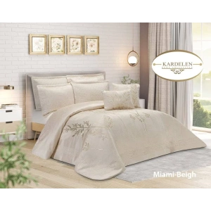 سرویس روتختی عروس لامیسون کاردلن مدل Miami رنگ بژ دو نفره (کینگ) 8 تکه