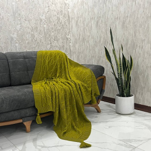 شال مبل و تخت مدل سایه سبز زیتونی سایز 170×140 سانتی متر