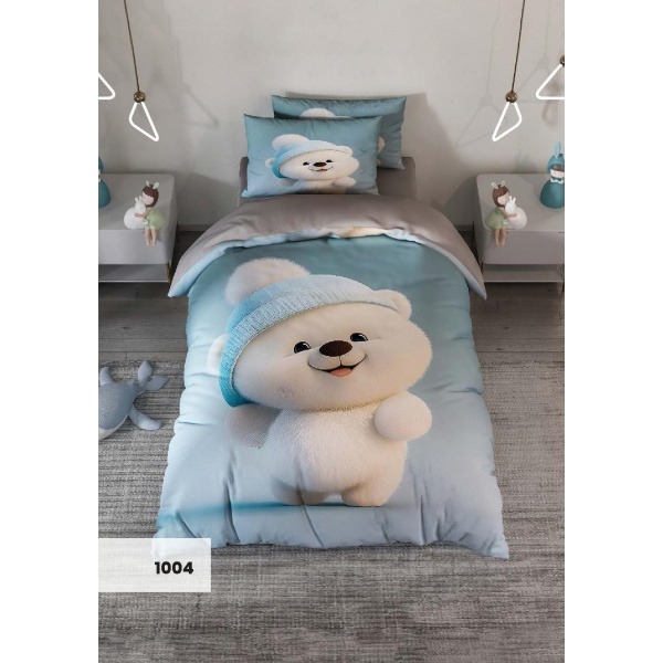 روتختی سه بعدی یک نفره طرح خرس کوچولو مدل 1004 کارینا 5 تکه سایز 120x200 