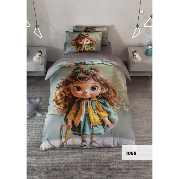 روتختی سه بعدی یک نفره طرح دختر بچه مدل 1068 کارینا 5 تکه سایز 120x200 