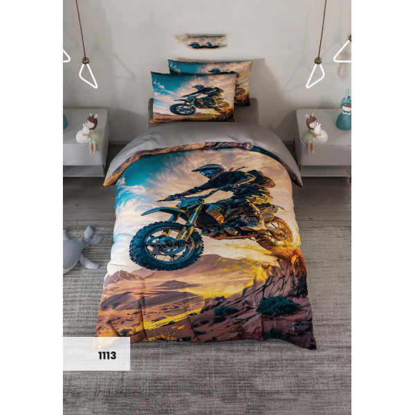 روتختی سه بعدی یک نفره طرح موتور تریل مدل 1113 کارینا 5 تکه سایز 120x200 