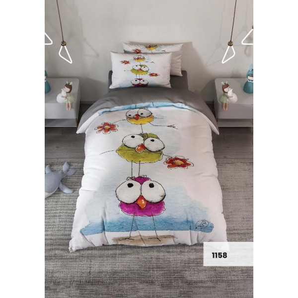 روتختی سه بعدی یک نفره طرح جوجه مدل 1158 کارینا 5 تکه سایز 120x200 