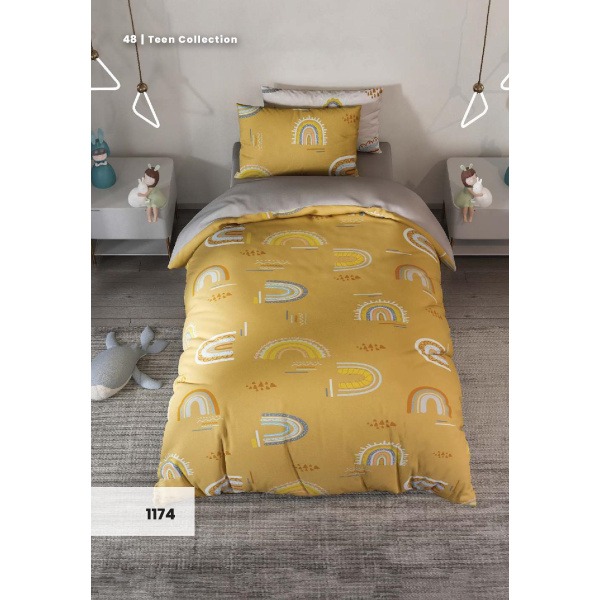 روتختی سه بعدی یک نفره طرح رنگین کمان  مدل 1174 کارینا 5 تکه سایز 120x200 