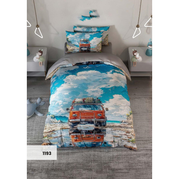 روتختی سه بعدی یک نفره طرح ماشین مدل 1193 کارینا 5 تکه سایز 120x200 