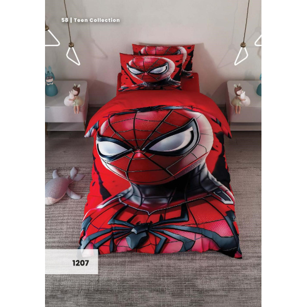 روتختی سه بعدی یک نفره طرح اسپایدر من مدل 1207 کارینا 5 تکه سایز 120x200 