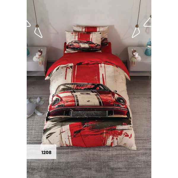 روتختی سه بعدی یک نفره طرح ماشین مدل 1208 کارینا 5 تکه سایز 120x200 